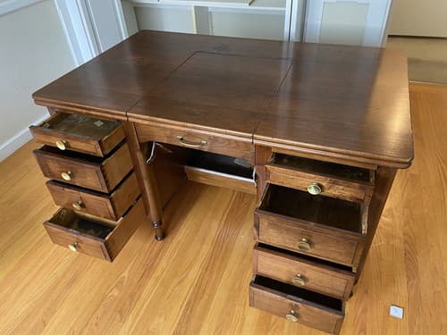 Vintage Antique Secretary Desk Hide away top Mahogany Table - Thumbnail 3