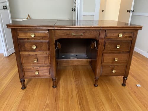 Vintage Antique Secretary Desk Hide away top Mahogany Table - Thumbnail 5