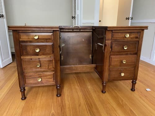 Vintage Antique Secretary Desk Hide away top Mahogany Table - Thumbnail 6