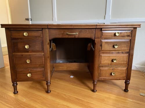 Vintage Antique Secretary Desk Hide away top Mahogany Table - Thumbnail 12