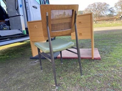 Vintage Mid  Century Modern Oak Veneer Desk  And Paul mccobb Cane Chair Style - Thumbnail 4