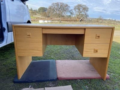 Vintage Mid  Century Modern Oak Veneer Desk  And Paul mccobb Cane Chair Style - Thumbnail 8