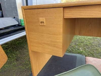 Vintage Mid  Century Modern Oak Veneer Desk  And Paul mccobb Cane Chair Style - Thumbnail 20