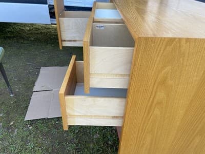 Vintage Mid  Century Modern Oak Veneer Desk  And Paul mccobb Cane Chair Style - Thumbnail 11