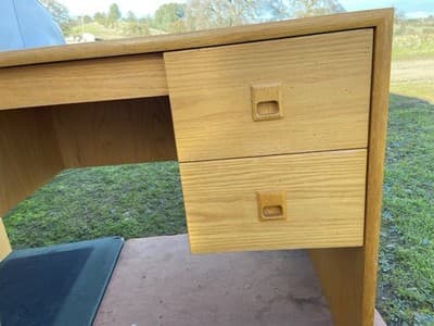 Vintage Mid  Century Modern Oak Veneer Desk  And Paul mccobb Cane Chair Style - Thumbnail 21