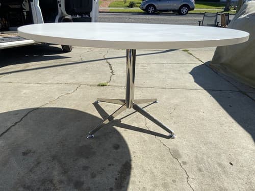 Florence Knoll Mid Century Modern Style  Chrome Dining Conference Table - Thumbnail 5