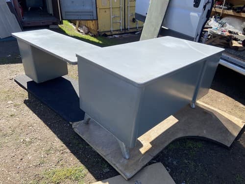 Vintage Devon W.H. Harper Metal Tanker Executive L Shape Green Desk - Thumbnail 7