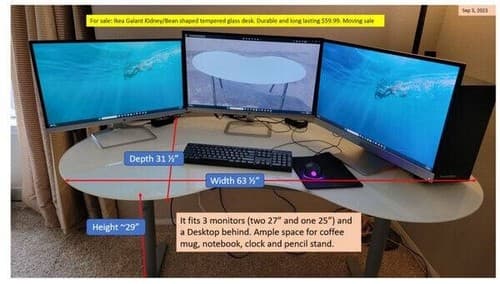 IKEA GALANT  Kidney Glass Desks Pick Up Only - Thumbnail 11