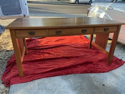 STICKLEY Mission Oak Arts & Crafts Library Desk Table - Thumbnail 2