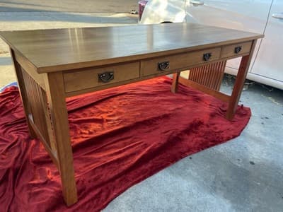 STICKLEY Mission Oak Arts & Crafts Library Desk Table - Thumbnail 4