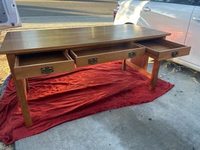 STICKLEY Mission Oak Arts & Crafts Library Desk Table - Thumbnail 14