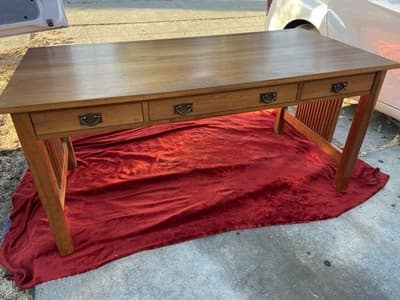 STICKLEY Mission Oak Arts & Crafts Library Desk Table - Thumbnail 24