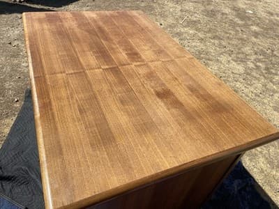 Vintage Mid Century Modern Wooden Tanker Desk 60”/38”/30” Needs Restoration - Thumbnail 3