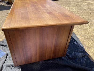 Vintage Mid Century Modern Wooden Tanker Desk 60”/38”/30” Needs Restoration - Thumbnail 11