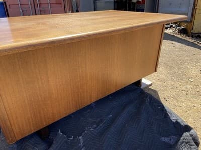 Vintage Mid Century Modern Wooden Tanker Desk 60”/38”/30” Needs Restoration - Thumbnail 7