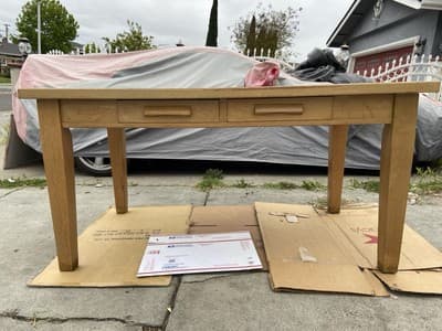 American Antique Blonde Oak Library Teachers Arts & Crafts Writing Desk - Thumbnail 2