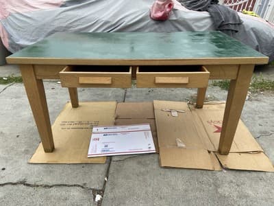 American Antique Blonde Oak Library Teachers Arts & Crafts Writing Desk - Thumbnail 3