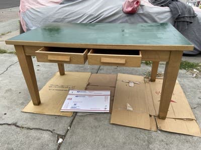 American Antique Blonde Oak Library Teachers Arts & Crafts Writing Desk - Image 1