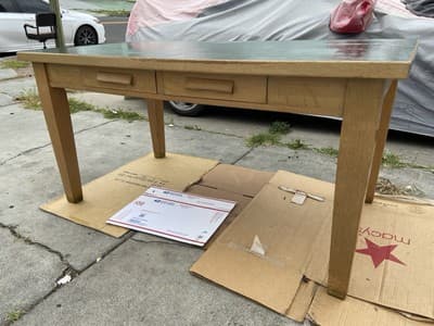 American Antique Blonde Oak Library Teachers Arts & Crafts Writing Desk - Thumbnail 7