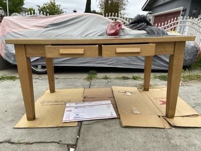 American Antique Blonde Oak Library Teachers Arts & Crafts Writing Desk - Thumbnail 5