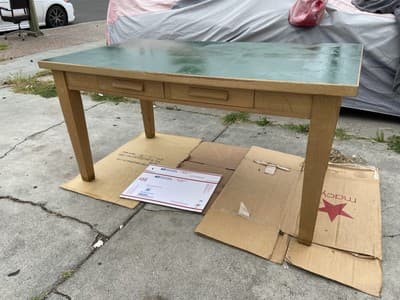 American Antique Blonde Oak Library Teachers Arts & Crafts Writing Desk - Thumbnail 8