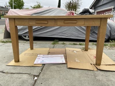 American Antique Blonde Oak Library Teachers Arts & Crafts Writing Desk - Thumbnail 4