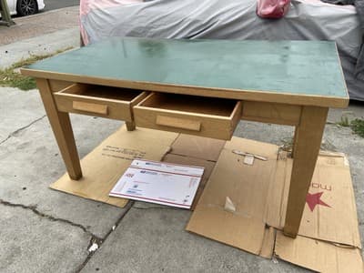 American Antique Blonde Oak Library Teachers Arts & Crafts Writing Desk - Thumbnail 11