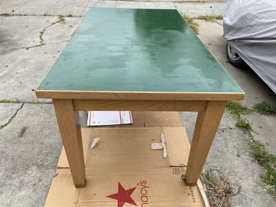 American Antique Blonde Oak Library Teachers Arts & Crafts Writing Desk - Thumbnail 13