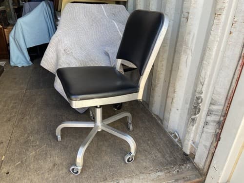 Emeco Aluminum Navy Swivel Leather Office Chairs - Thumbnail 3
