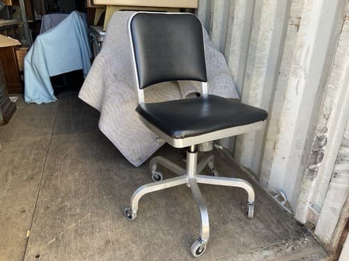 Emeco Aluminum Navy Swivel Leather Office Chairs - Thumbnail 9