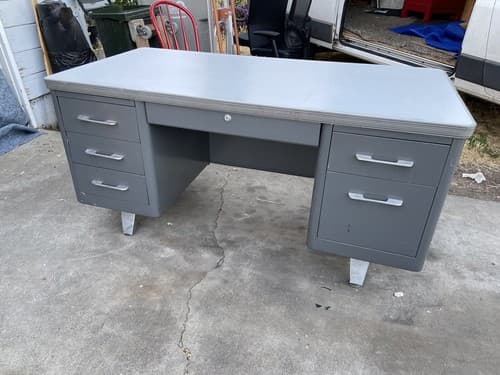 Cole Steel Vintage Mid Century Modern Tanker Desk - Thumbnail 6