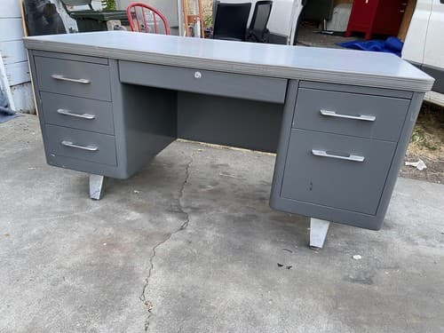 Cole Steel Vintage Mid Century Modern Tanker Desk - Thumbnail 11
