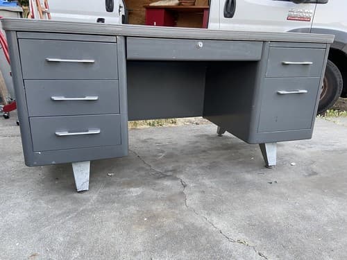 Cole Steel Vintage Mid Century Modern Tanker Desk - Thumbnail 14