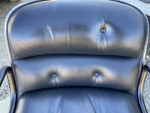 Knoll Charles Pollock Executive Chairs Black Leather Missing Button 4 Available - Thumbnail 8