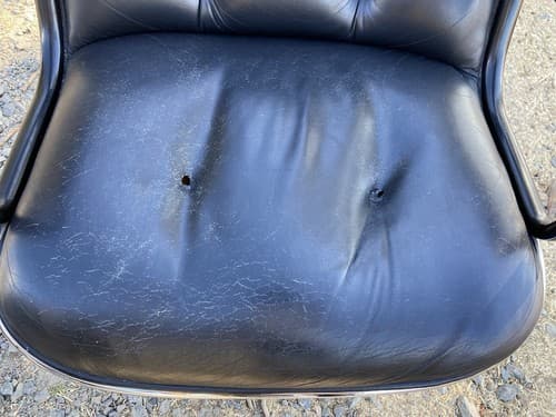 Knoll Charles Pollock Executive Chairs Black Leather Missing Button 4 Available - Thumbnail 11