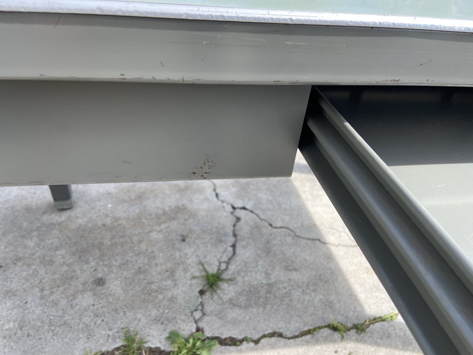 Vintage Mid Century Modern Tanker Steel Desk By Haskell - Thumbnail 2