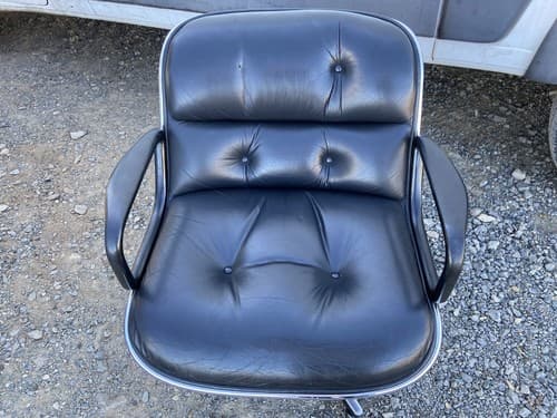 Knoll Charles Pollock Executive Chairs Black Leather Missing Button 4 Available - Thumbnail 12