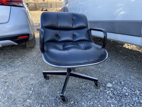 Knoll Charles Pollock Executive Chairs Black Leather Missing Button 4 Available - Thumbnail 13