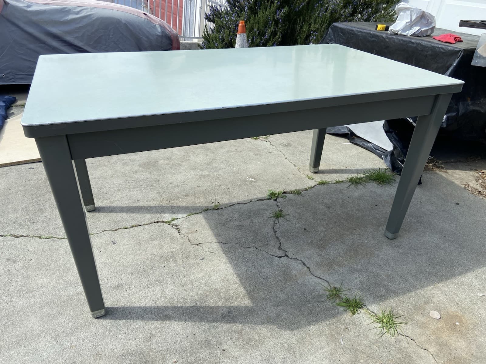 Vintage Mid Century Modern Tanker Steel Desk By Haskell - Thumbnail 8
