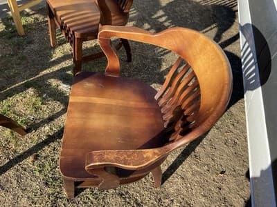 Vintage Bankers Style Wooden Kitchen Office Conference Room Chairs Set Of 6 - Thumbnail 4