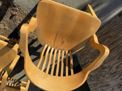 Vintage Bankers Style Wooden Kitchen Office Conference Room Chairs Set Of 6 - Thumbnail 8