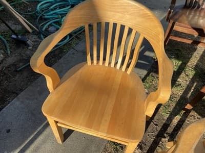 Vintage Bankers Style Wooden Kitchen Office Conference Room Chairs Set Of 6 - Thumbnail 10