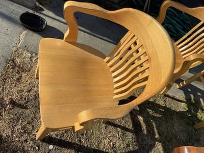 Vintage Bankers Style Wooden Kitchen Office Conference Room Chairs Set Of 6 - Thumbnail 3