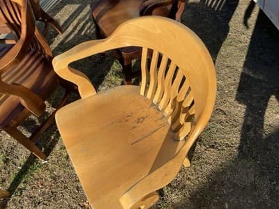 Vintage Bankers Style Wooden Kitchen Office Conference Room Chairs Set Of 6 - Thumbnail 18
