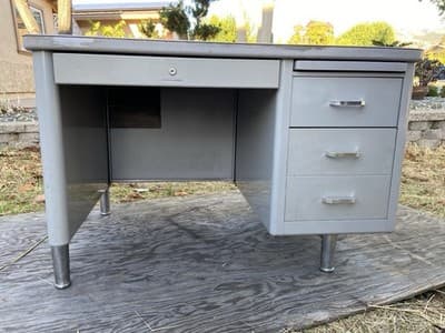 Steelcase Vintage Mid Century Metal Tanker Desk - Image 1