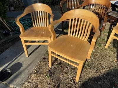 Vintage Bankers Style Wooden Kitchen Office Conference Room Chairs Set Of 6 - Thumbnail 19