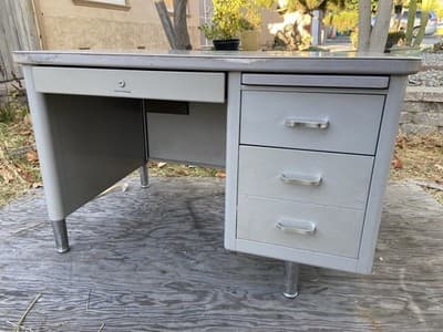 Steelcase Vintage Mid Century Metal Tanker Desk - Thumbnail 11