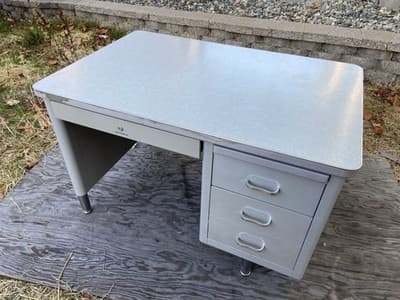 Steelcase Vintage Mid Century Metal Tanker Desk - Thumbnail 13