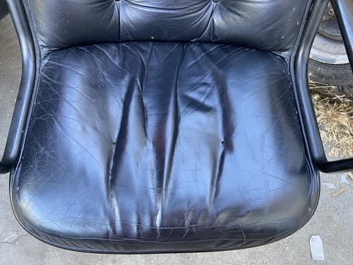 Vintage Charles Pollock for Knoll Black Leather Executive Rolling Chair MCM - Thumbnail 2