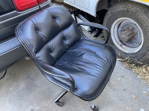 Vintage Charles Pollock for Knoll Black Leather Executive Rolling Chair MCM - Thumbnail 9